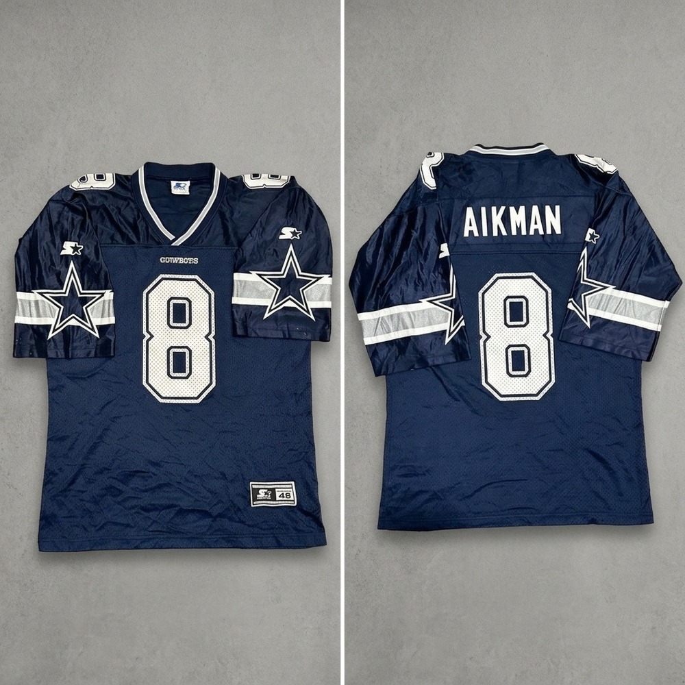 Vintage 1998 Starter Dallas Cowboys Troy Aikman 8 Jersey Mens 48 L Navy NFL